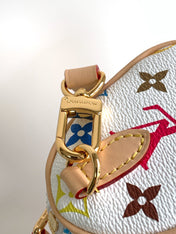 NANO SPEEDY BAG 16 IN COLORFUL MONOGRAM PATTERN AND WHITE COATED CANVAS