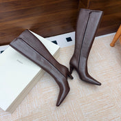 YSL 26S KNEE-HIGH BOOTS 70 MM IN DARK BROWN CALFSKIN