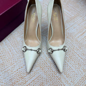 GUCCI 26S HORSEBIT PUMPS 105 MM IN CREAM WHITE SMOOTH CALFSKIN