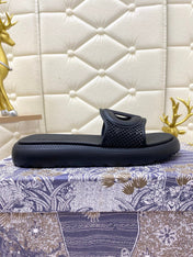 DIOR FLAT SLIDES 25S IN BLACK TPU