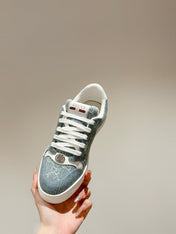 GUCCI 26S SCREENER SNEAKER IN LIGHT BLUE DENIM