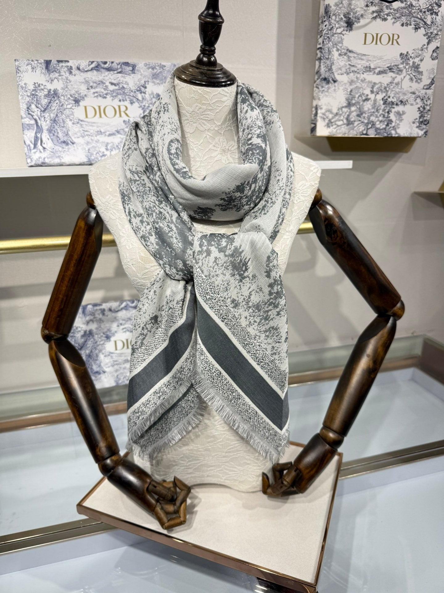 DIOR 26S SCARF 140 IN CASHMERE AND SILK 513696