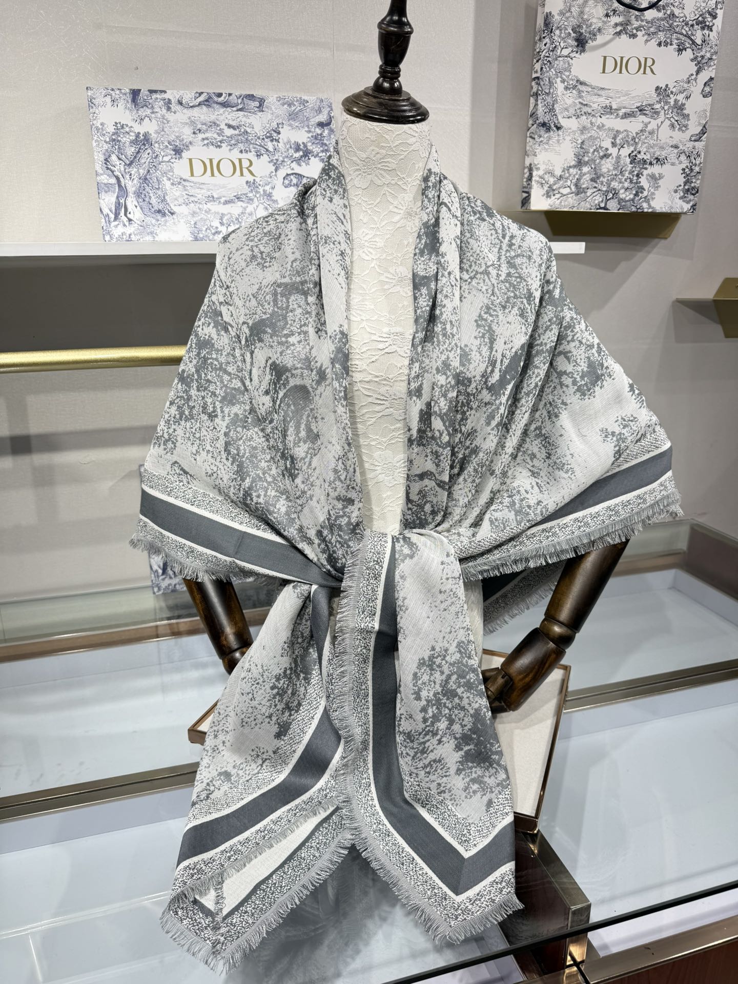 DIOR 26S SCARF 140 IN CASHMERE AND SILK 513696