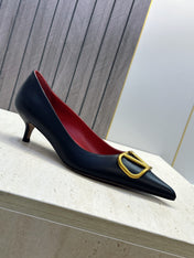 VALENTINO 26S HIGH HEELS 40 MM IN BLACK CALFSKIN WITH GOLD HARDWARE