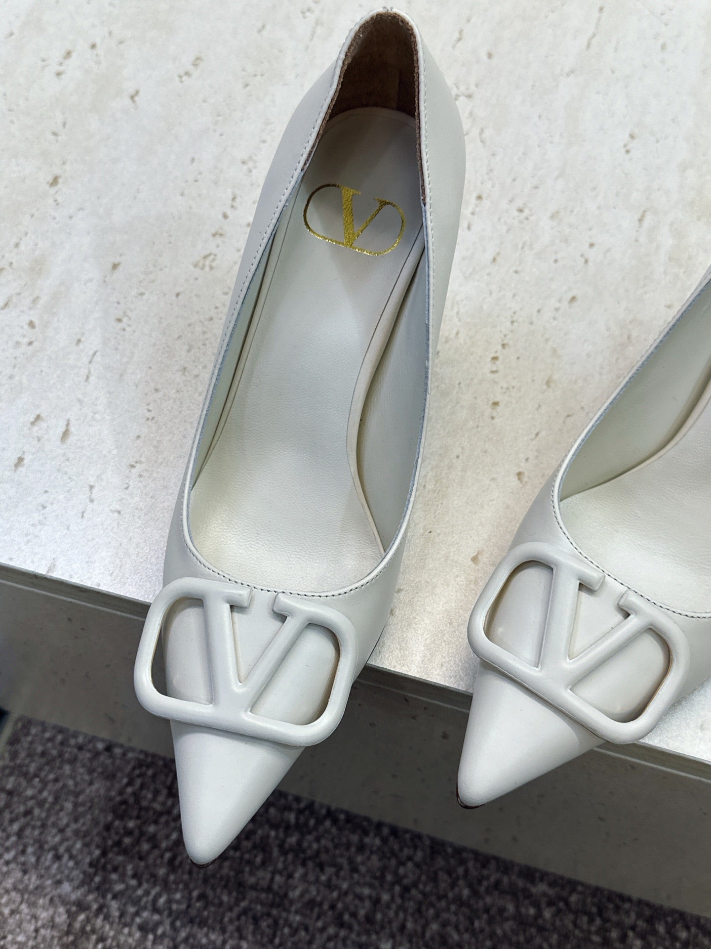 VALENTINO 26S HIGH HEELS 80 MM IN CREAM WHITE CALFSKIN