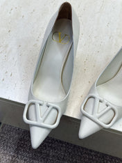 VALENTINO 26S HIGH HEELS 80 MM IN CREAM WHITE CALFSKIN