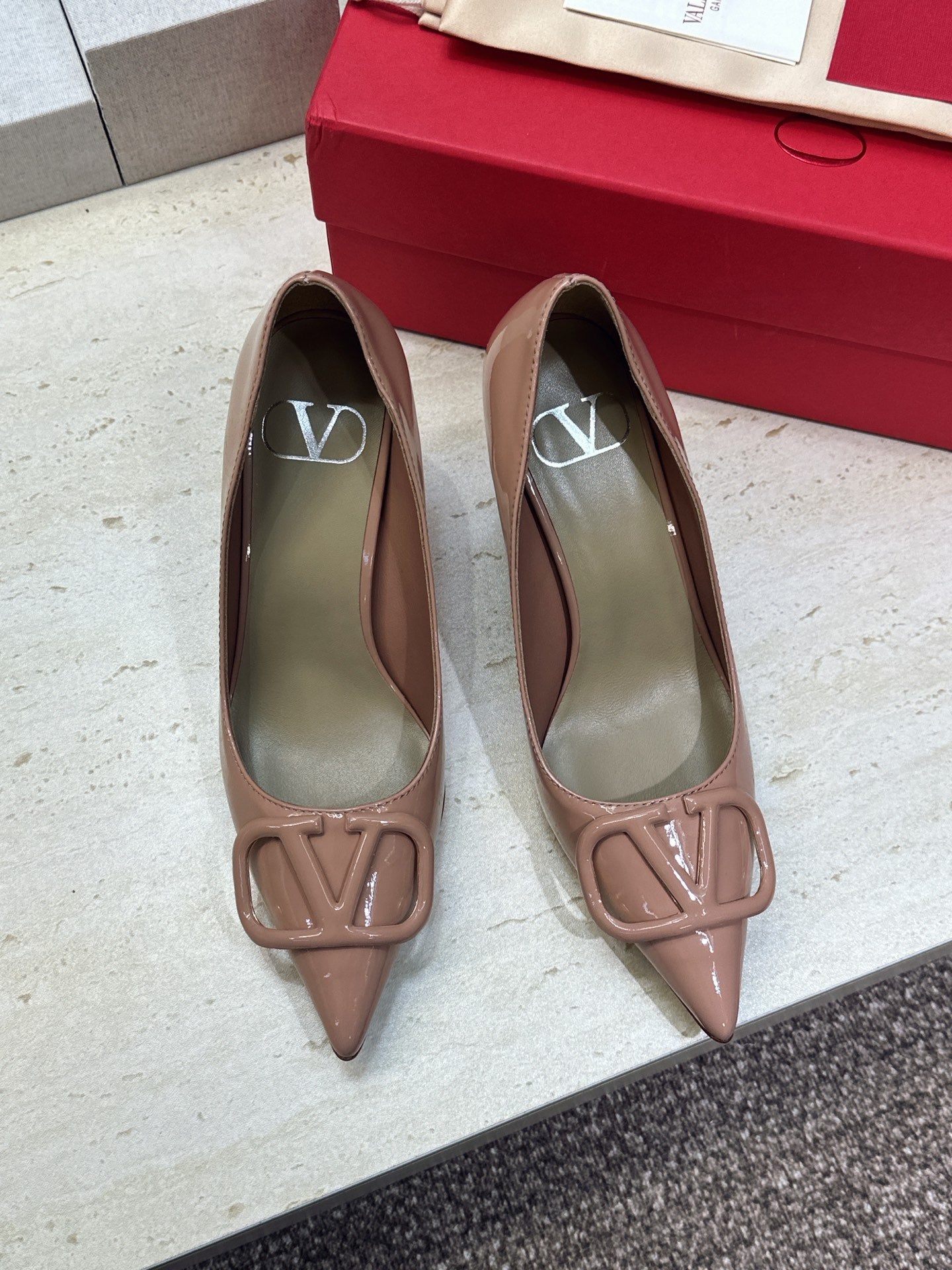 VALENTINO 26S HIGH HEELS 80 MM IN NUDE PATENT CALFSKIN