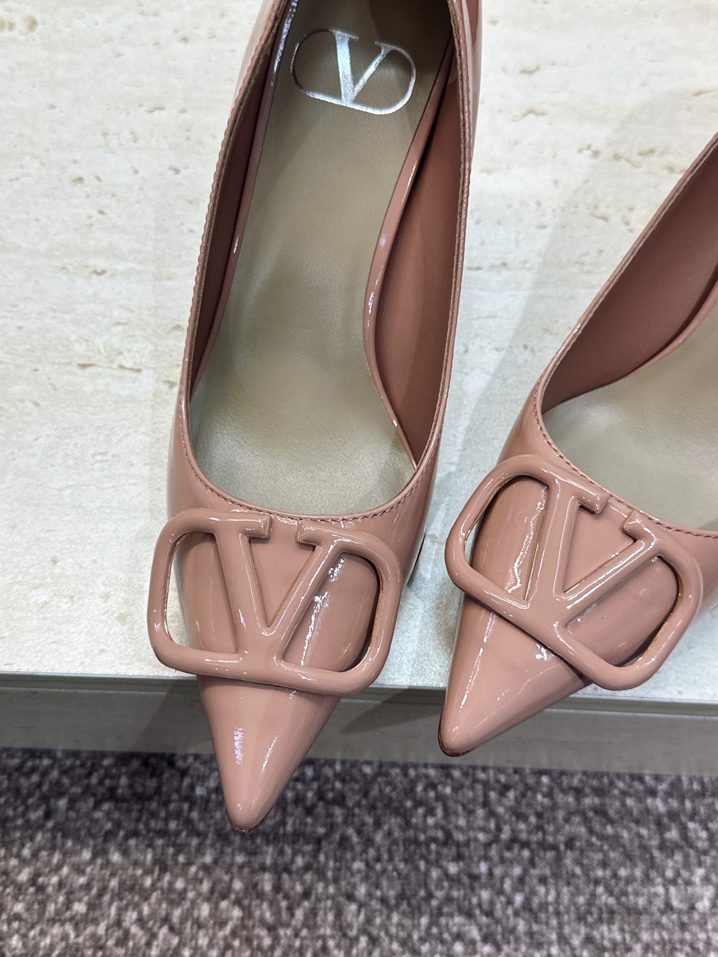VALENTINO 26S HIGH HEELS 80 MM IN NUDE PATENT CALFSKIN
